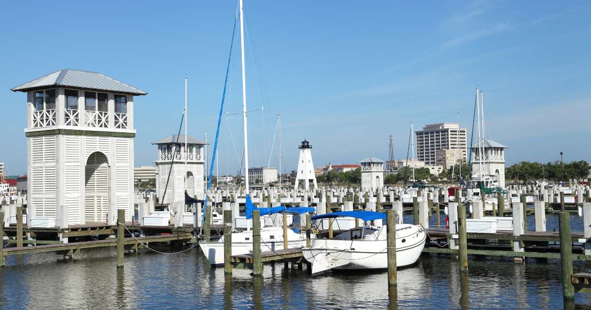 View of boats in Gulfport MS