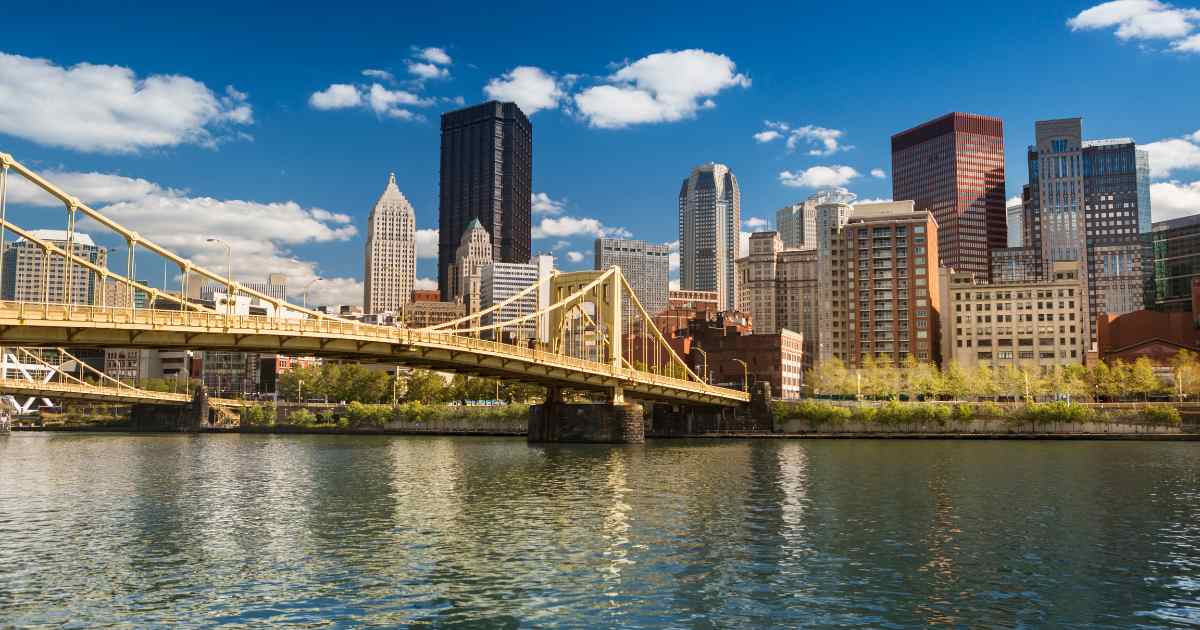 The Roberto Clemente Bridge in Pittsburg Pennsylvania.