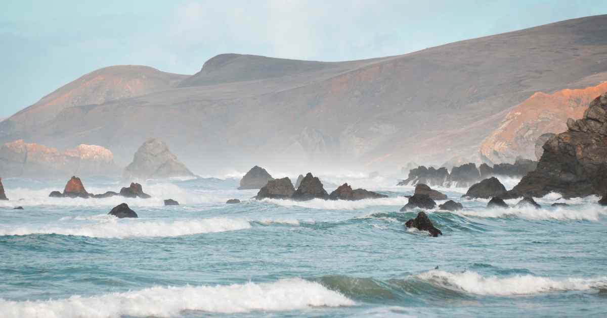 The California Coastline seen from Pacific Coast Highway.